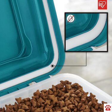 Герметичний контейнер для сухого корму Iris Ohyama ATS-L 40л/15кг, блакитно-зелений, на колесах. З лопаткою, без BPA. Для собак, котів та інших домашніх тварин.