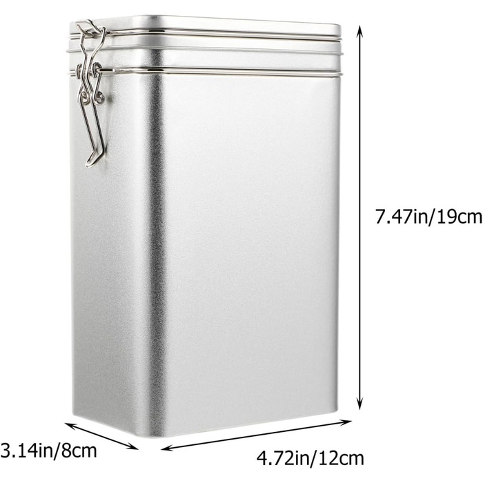 Білий бляшаний контейнер для зберігання кави з ретро-дизайном, герметичний контейнер для кавових зерен та меленої кави, квадратний контейнер для зберігання для кухні та дому, сріблястий, 7,5 x 4,7 x 3,1 дюйма