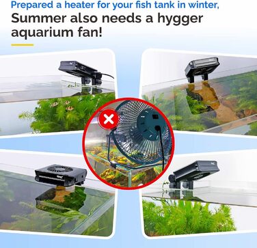 Вентилятор для акваріума hygger, охолоджувач для акваріума, тихий вентилятор для акваріума з регульованою швидкістю, для системи охолодження акваріума, підходить для прісноводних та морських акваріумів діаметром до 60 см (3 вентилятори)