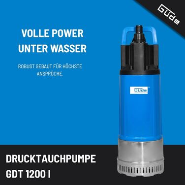 Занурювальний насос GDT 1200 I (1200 Вт, продуктивність 6000 л/год, макс. висота подачі 40 м, макс. глибина занурення 12 м, 4 робочих колеса з Noryl, вал та основа насоса з нержавіючої сталі, зворотний клапан, 15м нейлонового тросу)