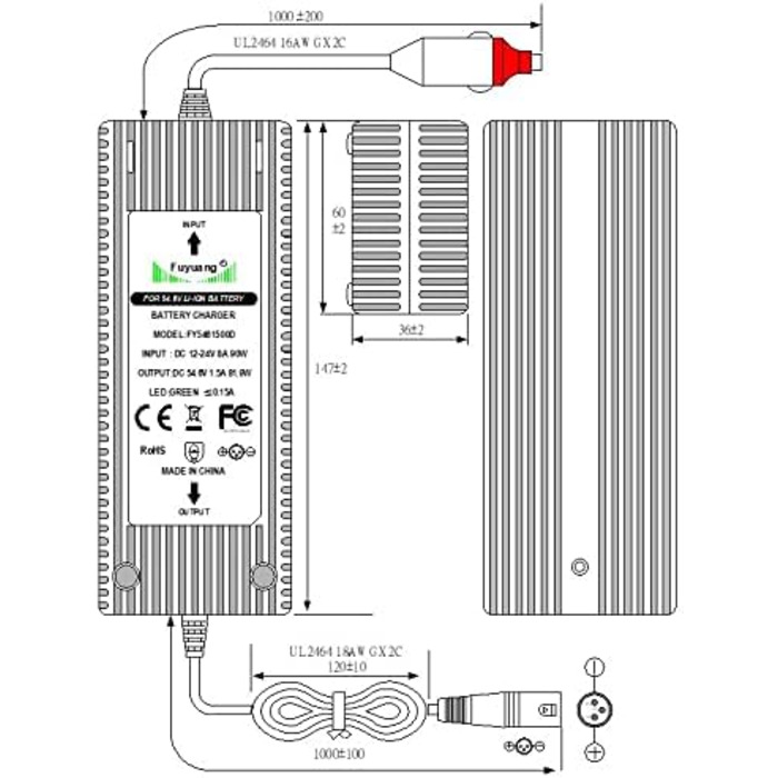 Автомобільний зарядний пристрій Enerpower DC-DC 12V-24V Li-Ion до 54.6V (48V Li-Ion) 1.5A для автофургонів, човнів, вантажівок тощо (XLR-3)