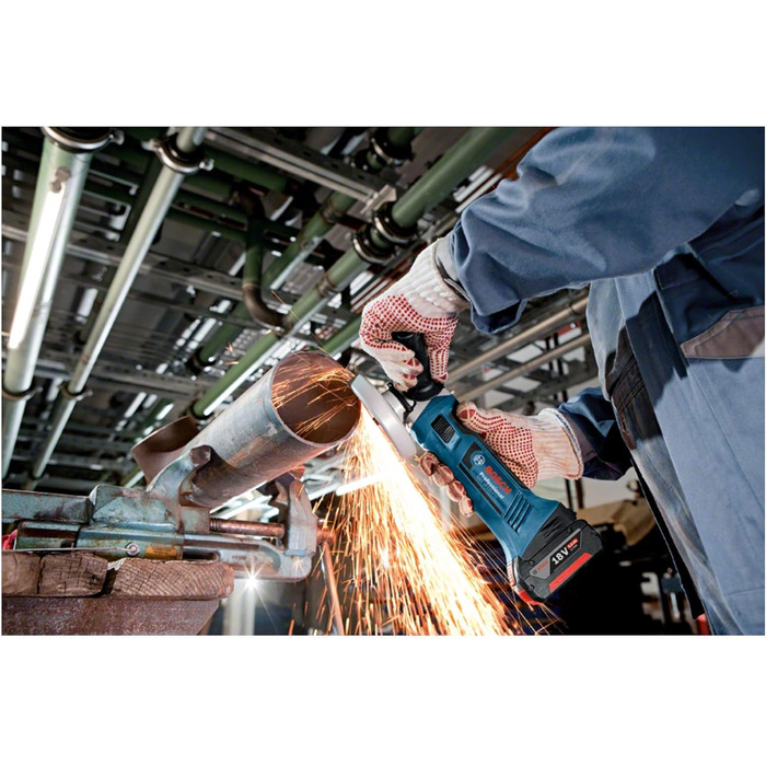 Акумуляторна кутова шліфувальна машина GWS 18-125 V-LI (частота обертання на холостому ходу 10 000 хв-1, діаметр диска 125 мм, без