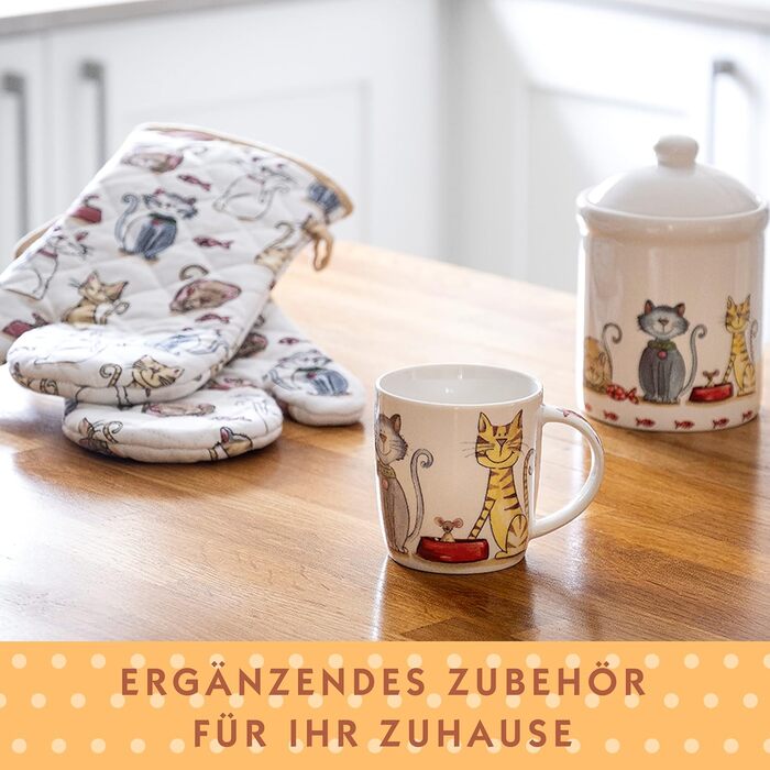 Керамічна банка для зберігання Spotted Dog Gift Company, керамічна банка з кришкою, контейнер для зберігання, банка для зберігання з котячим мотивом, кухонний декор з котом, кухонний аксесуар та подарунок для любителів котів