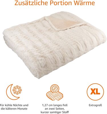 Ковдра зі штучного хутра Storeo Basics, без підігріву, кольору слонової кістки, 150 x 200 см