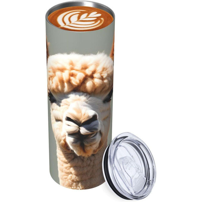 Кухоль з прямою трубочкою, дизайн альпаки-аватара, друкований, дорожній кухоль, підходить для кемпінгу, офісу та дому, 590 мл