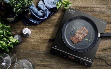 Одна індукційна варильна поверхня, 2000 Вт, автоматичне визначення горщика, 10 рівнів температури, 10 рівнів потужності, таймер до 180 хв, склокерамічна поверхня, температура приблизно 60 240 C Одинарна індукція Чорний, Сріблястий, 2000 -