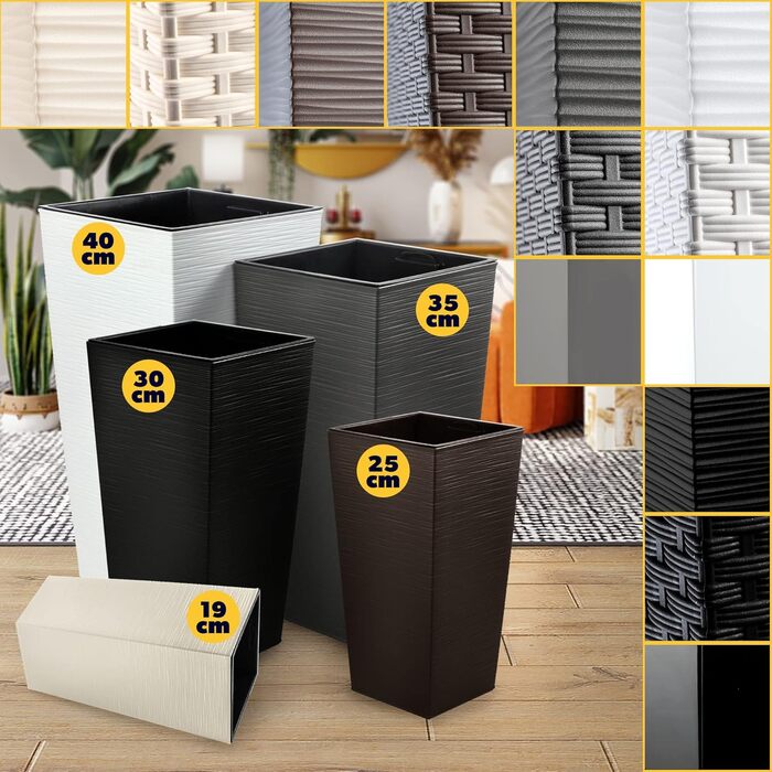 Горщик для квітів, пластиковий горщик для квітів, набір кашпо, стійкий до атмосферних впливів, для приміщень і вулиць, для вулиці,