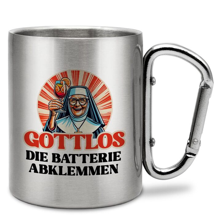 Чашка для пиття з нержавіючої сталі з карабіном Ідея подарунка 330 мл Чашка Келихи для кемпінгу Срібний