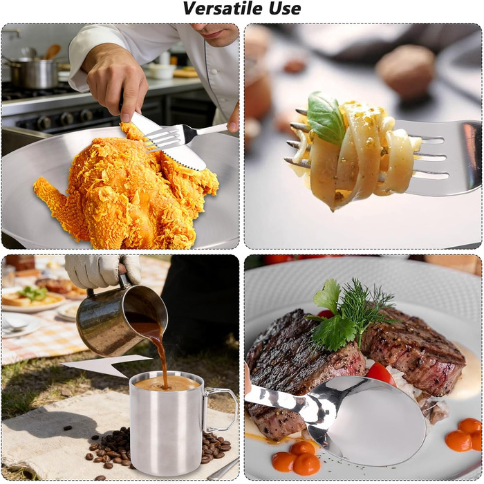 Набір столових приборів SUNGOOYUE, столові прибори з нержавіючої сталі, набір посуду для кемпінгу з двошаровими вакуумними чашками, тарілками, мисками, ножами, виделками, ложками для кемпінгу, пікніків, подорожей