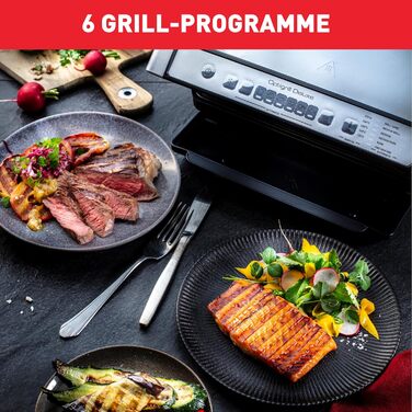 Контактний гриль Tefal OptiGrill Deluxe, 6 програм, індикація рівня приготування, 5 рівнів температури, знімні пластини, електрогриль, нержавіюча сталь, GC707D16