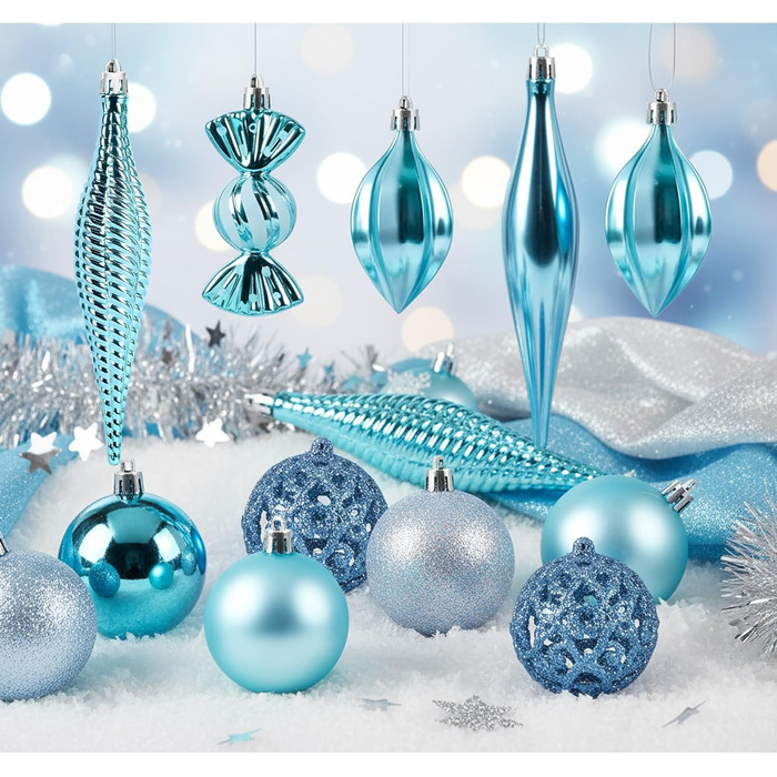 Набір синіх ялинкових кульок 24 шт ilauke
