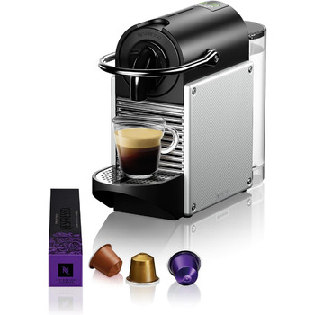 Кавова капсульна машина Nespresso De'Longhi EN 124.S Pixie Silver 1260 Вт 0,7 л Бічні панелі з перероблених капсул, сріблястий метал З бічними панелями з перероблених капсул Nespresso Single