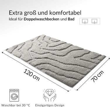Нековзний килимок для ванної, який можна прати, кольору Pebblestone Grey з підкладкою з TPR, мякою мікрофіброю та сучасним дизайном