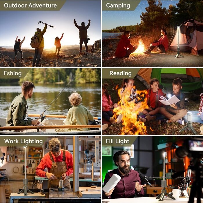 Ліхтар для кемпінгу Mytrix з акумулятором 10000 мАг, магнітною основою - ідеально підходить для пригод, походів, кемпінгу, прямих трансляцій. Телескопічно складаний магнітний кемпінговий ліхтар - жовтий Giallo