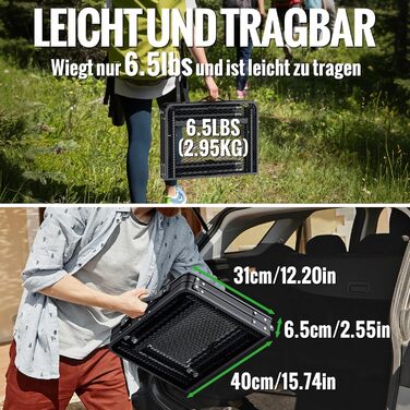 Складаний стіл для гриля GARLLEN, 60x40 см та 3 регульовані висоти (25/48/71 см), X-подібна конструкція опори стабільний, легкий та портативний кемпінговий стіл, складаний стіл, садовий стіл, стіл для пікніка, невеликий стіл для гриля