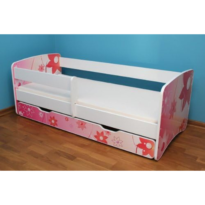 Дитяче ліжко 80x160 із захистом від падіння шухляда, 44 дизайни (поїзд)