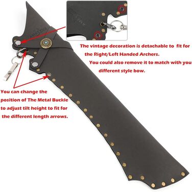 Шкіряний сагайдак для стріл Wolf, чорний/коричневий, 61×11 см