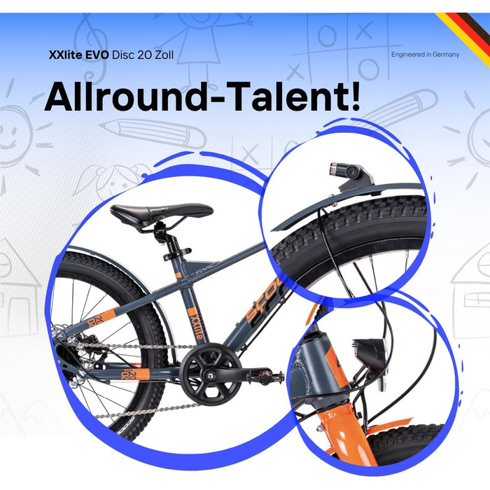 Дитячий гірський велосипед S&39Cool XXlite EVO 20R 7S (20 футів, сірий/помаранчевий)