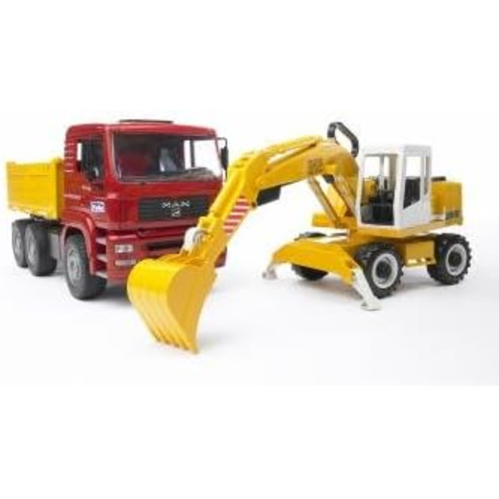 Людина TGA самоскид вантажівка з екскаватором Liebherr лопата екскаватор - 116 будівельний майданчик будівельний транспортний засіб лопата екскаватор працівник bworld будівельна машина вантажівка транспортер, 02751 -