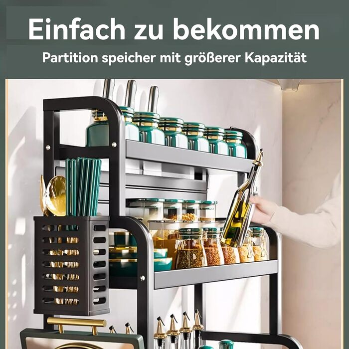 Постійна полиця для спецій з 3 ярусами, підставка для спецій з нержавіючої сталі, органайзер для спецій великої місткості, чорна кухонна полиця, для зберігання на кухонній стільниці, 3 яруси, стояча, чорний колір
