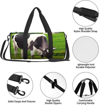 Спортивна сумка-мішок для подорожей та пляжу, принт Корови, чорна, універсальний розмір, дорожня сумка
