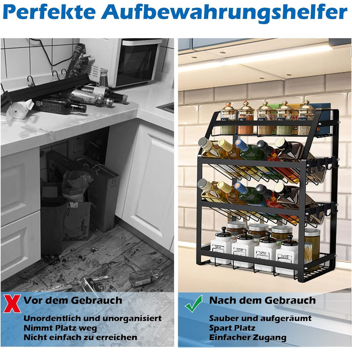 Стійка для спецій 4 рівні металевої полиці кухонний органайзер стояча підставка для спецій кухонна полиця для зберігання спецій для більшості банок для спецій типу B