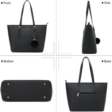 Сумочка жіноча набір чорна сумка з гаманцем для офісу школа шопінг сумочка жіноча велика з китицями жіноча і хутряна куля плюшевий