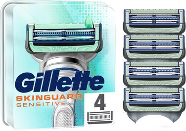 Леза для бритви Gillette Men's SkinGuard з алое вера, чутлива шкіра, 4 змінні леза (упаковка може відрізнятися)