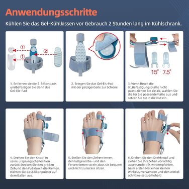 Фіксуюча пластина Tech Love для корекції вальгусного деформованого пальця ноги з подвійним натягом, шина для вальгусного деформованого пальця ноги з 3 різними кутами фіксації, синього кольору, 2 шт. и, один розмір, світло-синій, 2 шт. и