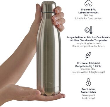 Пляшка для пиття Blumtal з нержавіючої сталі Charles - Термос пляшка 500 мл - Термопляшка для пиття без BPA Cold&Warm - герметична