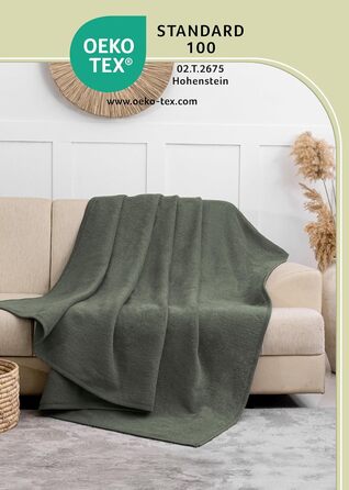 Преміум бавовняна ковдра 150x200 см - Oeko-TEX 100 - М&39яка ковдра з бавовняної суміші - Ковдра як плед, ковдра на диван та ковдра на дивані - Затишна та тепла бавовняна ковдра (темно-зелена) 150x200 см темно-зелена