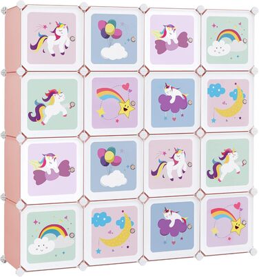 Стелаж з 16 кубиками, шафа для зберігання дитячих речей, шафа з дверцятами, пластикова підставка для взуття, вставна полиця, багат