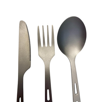 Набір титанових столових приборів для кемпінгу, 3 предмети ложка, виделка, ніж, надлегкий посуд для активного відпочинку на природі, столові прибори для подорожей, для бушкрафту, кемпінгу, дому або в подарунок