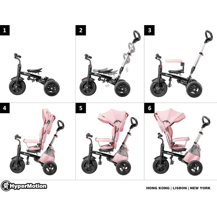Триколісний велосипед HyperMotion з поворотним комфортним сидінням, дитячий складаний триколісний велосипед Tobi Velar з батьківсь