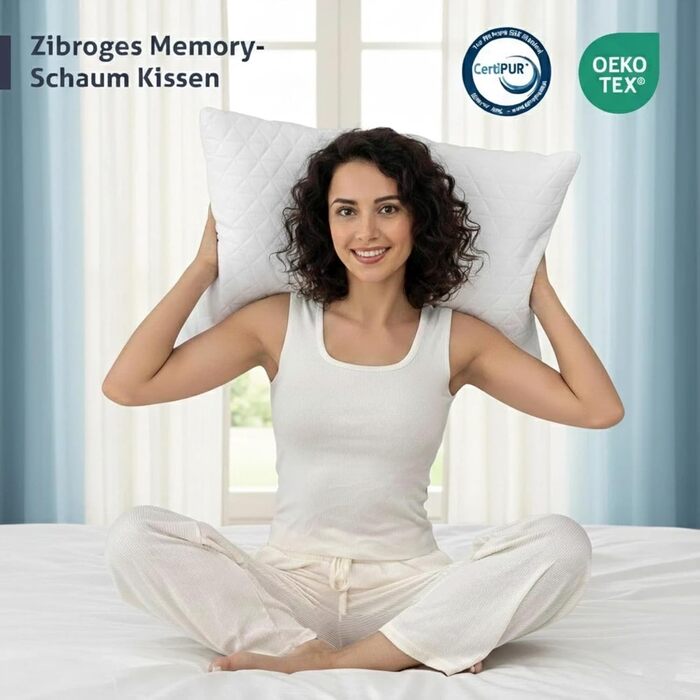 Подушки EGO Home 40x80 см, комплект з 2 шт. з подрібненою піною з ефектом пам&39яті, подушки для шиї для сну на спині та животі, подушки з піни з ефектом пам&39яті 80x40 см, 2 подушки для сну на боці з чохлами, що праються, 40x80 см - 2 шт.