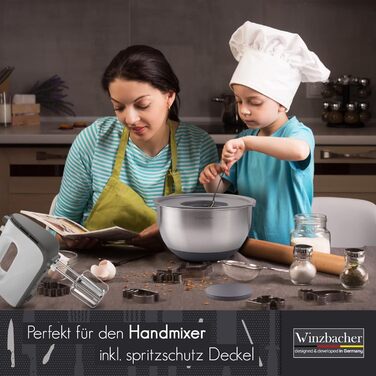 Миска з нержавіючої сталі Winzbacher з кришкою Набір з 5 шт. 1 л 1,5 л 2,5 л 3,5 л 4,5 л Миска для змішування, Салатниця, Набір ми