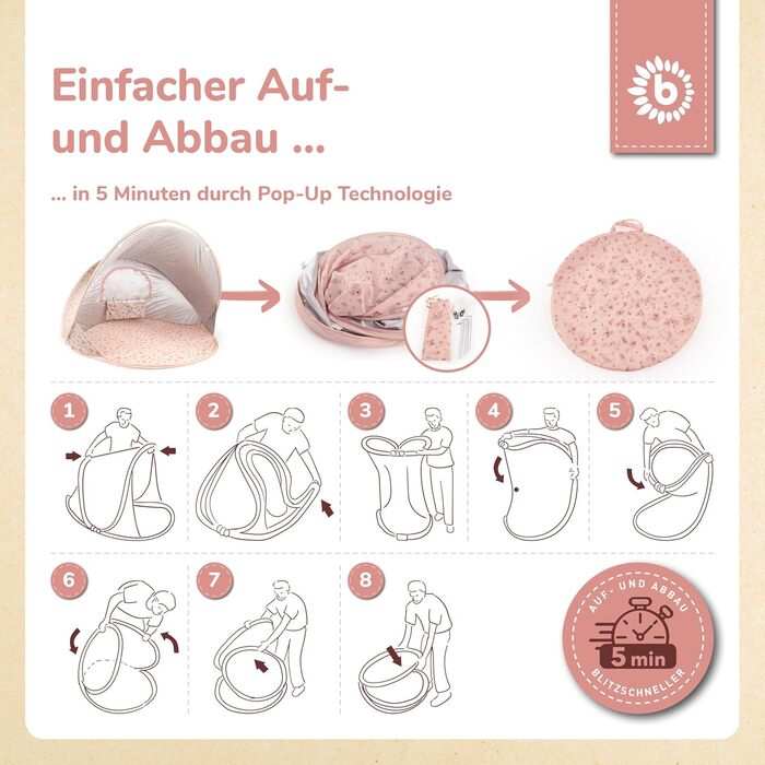 Розкладний пляжний намет Bieco Ella &quotМрійливі квіти&quot Захист від ультрафіолету 40 Розкладний пляжний намет для немовлят, пляжні аксесуари, захист від сонця, пляжний намет, дорожній захист від сонця, пляжний намет