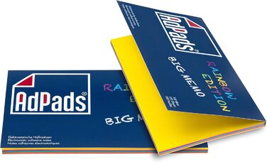 Електростатичні самоклеючі картки для модерації стікерів, Rainbow Edition Big Memo 170 x 100 мм, 200 аркушів, різні кольори Змішані статичні стікери, поодинокі