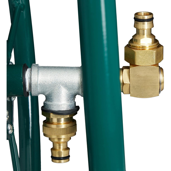 Садовий візок для шланга Relaxdays, до 60 м, 4 суцільні гумові колеса, швидке зєднання, металева бочка для шланга, зелений