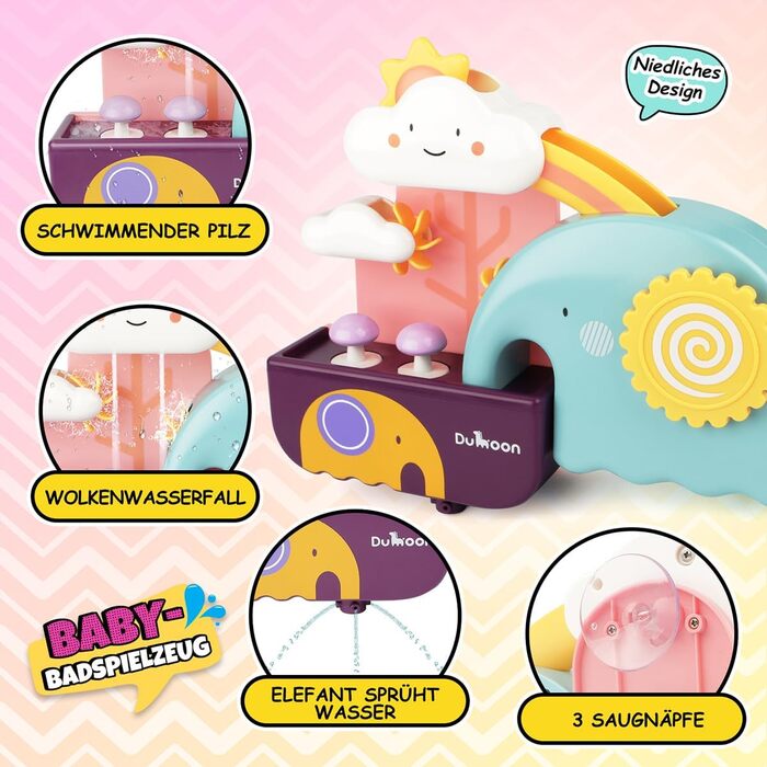 Набір іграшок для ванни GILOBABY, іграшка для ванни, дитяча іграшка для ванни, іграшка для води, діти з чашкою, ведмедик і кактус,