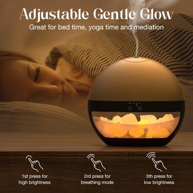 Соляна лампа з ароматичним дифузором SALUBRITO, дифузор з гімалайської солі для ефірних олій, ультразвуковий ароматерапевтичний дифузор для ароматичних олій, дифузор зволожувача для домашнього офісу йоги