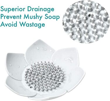 Японська квіткова мильниця з силікону - упаковка з 2 мильниць (біла та сіра) Білий, сірий