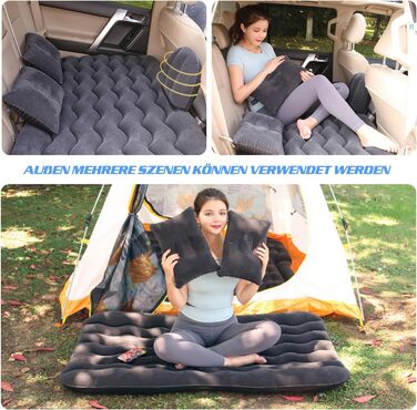 Надувний матрац Ergocar для автомобіля з насосом, надувний матрац для кемпінгу, автокрісла, подорожей, кемпінгу, пляжу (чорний)