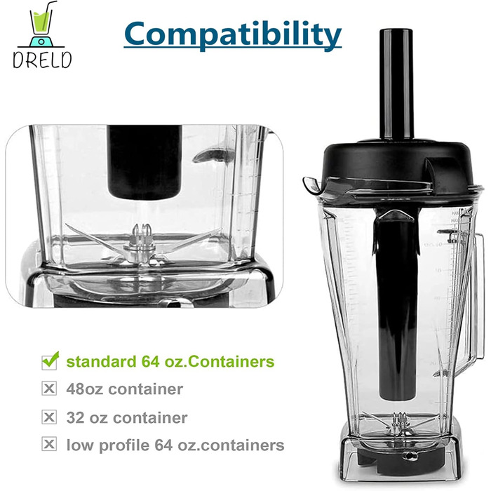 Тампер Заміна інструменту для Vitamix Classic 64 унції Аксесуари для змішувального поршня Прискорювач Імпортований інструмент Сумісний з Vitamix Standard 64 унції. Змішувач