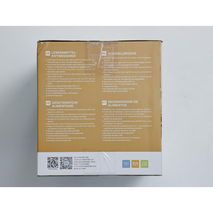 Дегідратор, дегідратор з регулятором температури, 240 Вт, 35-70 C, таймер на 99 годин, 5 вставок, дегідратор з нержавіючої сталі для м'яса, фруктів, овочів, дегідратор - без BPA