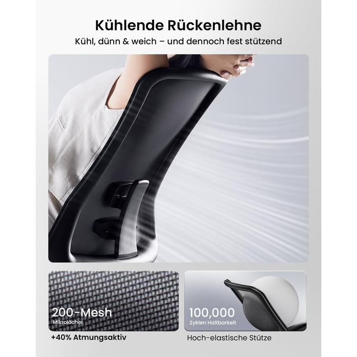 Ергономічне офісне крісло ProtoArc - Офісне крісло з дихаючої нейлонової сітки, поперекова підтримка, регульовані підлокітники, функція гойдання, ідеально підходить для тривалої роботи з дому/в офісі (Flexer Pro-Black)
