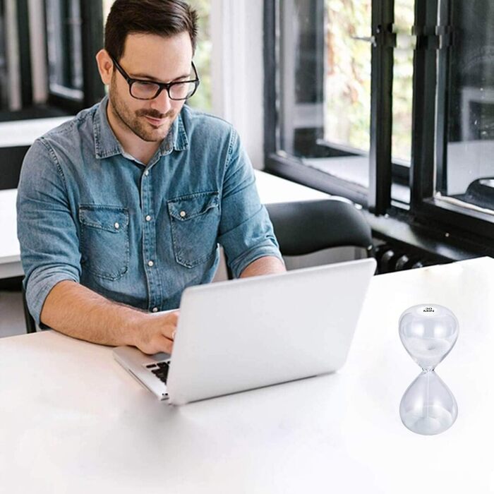 Пісочний годинник для Uten, Поворотний на 720, Старовинний білий пісочний годинник, Вінтажний пісочний годинник 1 Hora Reloj de Arena, Великий метал, Пісочне скло, Офіс, Письмовий стіл, Дім, Весільне оформлення (Білий/Розкішний сад, 30 хв)