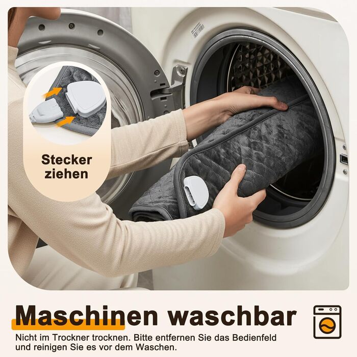 Грілка XXXL з автоматичним вимкненням (80 x 60 см), електрична грілка з 6 температурними режимами та 4 таймерами для спини, плечей, живота, ніг, швидкий нагрів, можна прати в пральній машині 6080 см