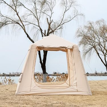 Надувний кемпінговий намет з ручним насосом. Легке встановлення. Водонепроникний та вітрозахисний надувний намет для 2-10 осіб. Надувний намет/будинок/каюта Oxford для глемпінгу (240*240*190 см).