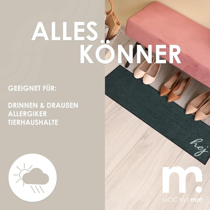 Килимок MOCAVI Килимок для взуття з бордюром, що миється, для вулиці та приміщень, антрацитовий, 30x100 см, килимок для взуття, довгий, вузький, для зняття взуття, декоративна зона для приміщень, вулиці, килимок для передніх дверей, килимок для багажника,